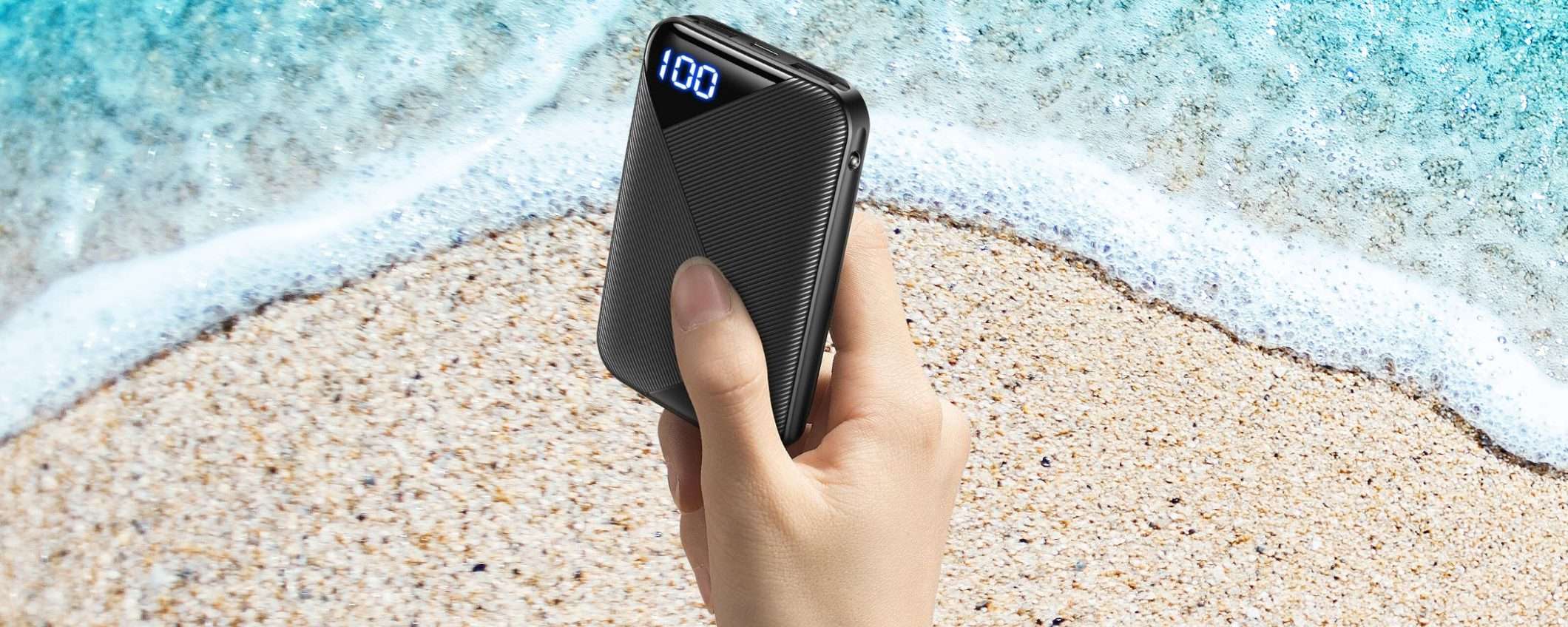 Power bank 10000mAh da portare in VACANZA: solo 10€ col TRIPLO SCONTO