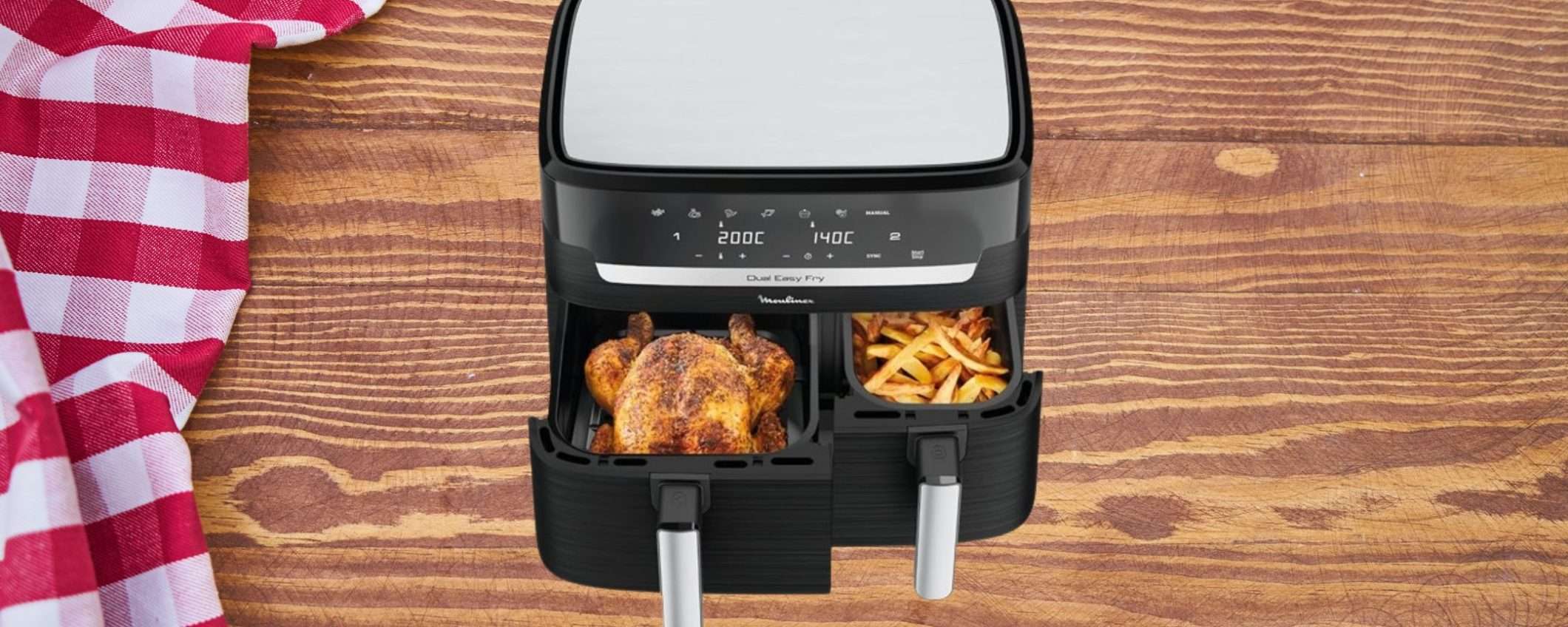 Friggitrice ad aria Moulinex Dual Easy Fry a un prezzo PAZZESCO per i Prime Day di Amazon