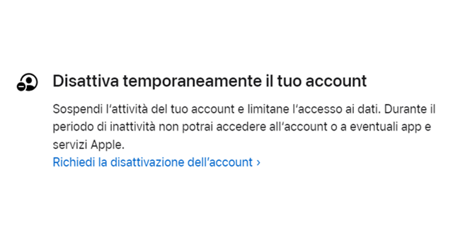 Come disattivare temporaneamente l'account Apple