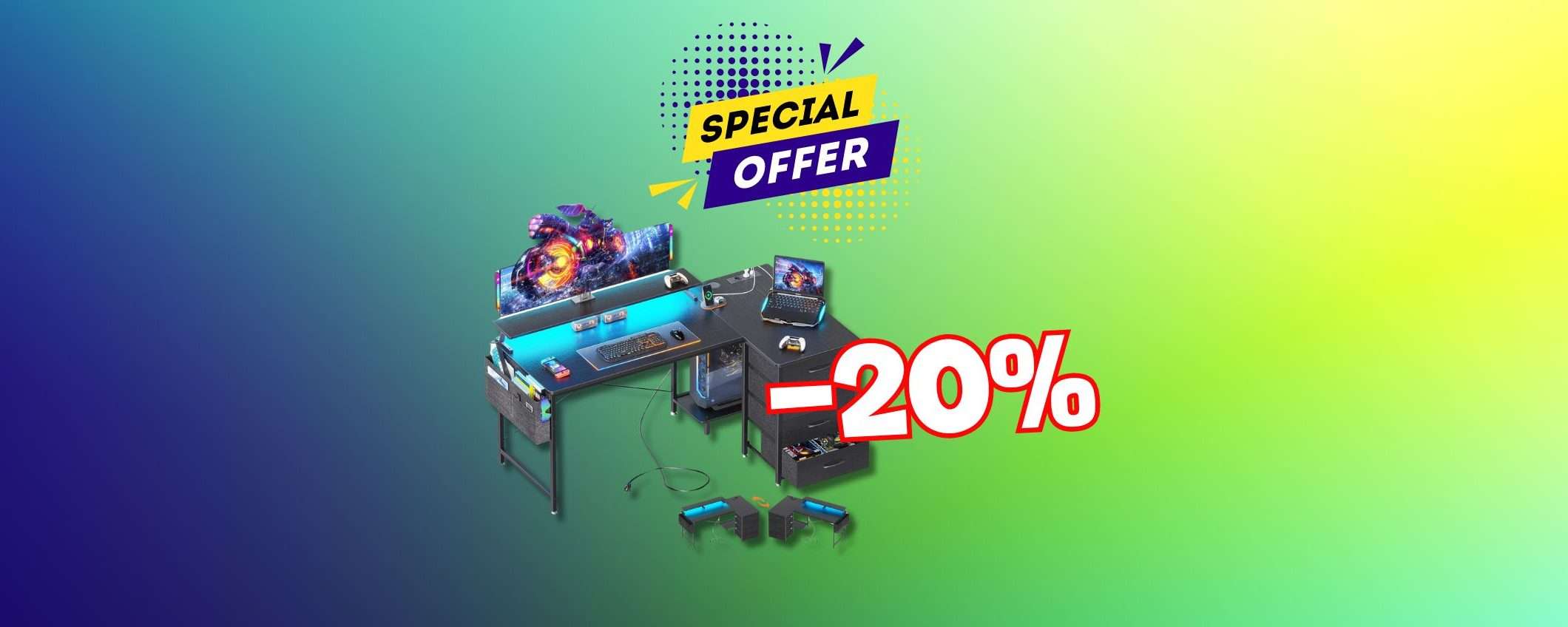 Migliora il tuo setup da gaming con la scrivania angolare ODK (-20%)