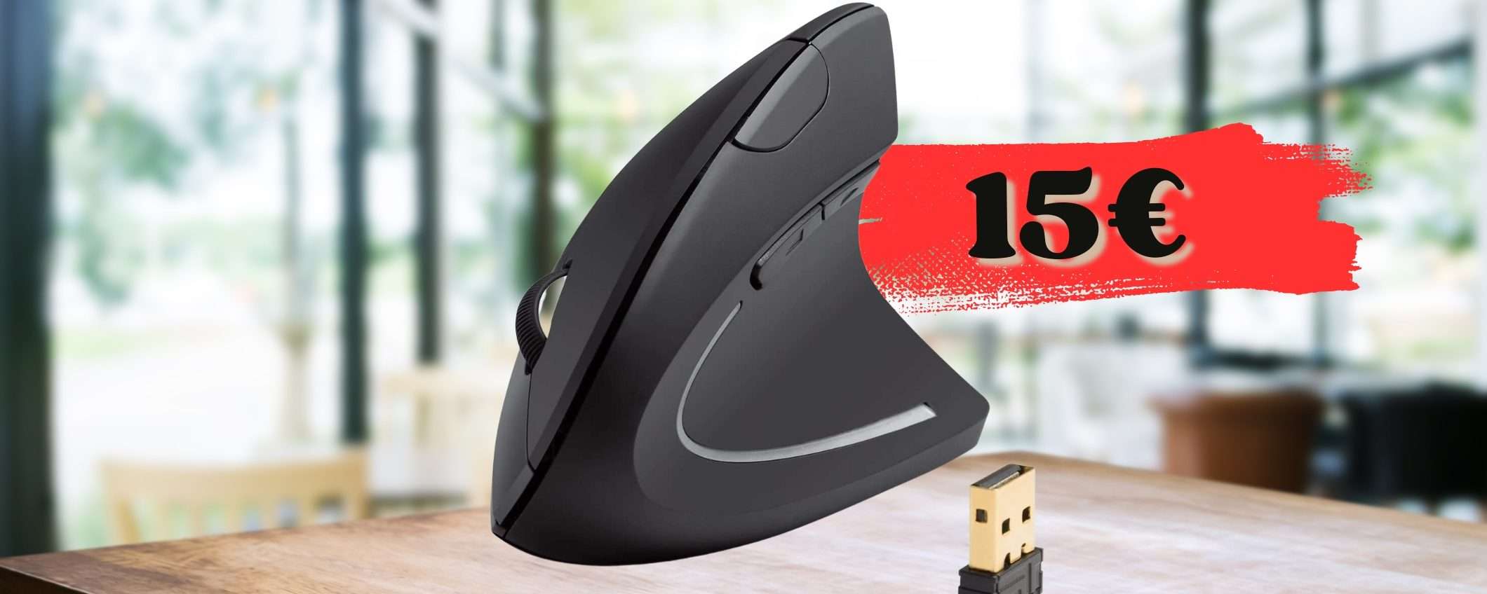 Mouse wireless VERTICALE per zero dolore al polso, 15€ è lo SALVI