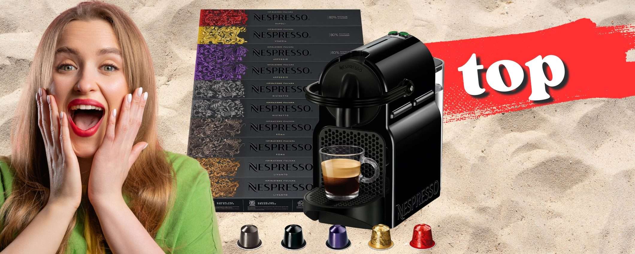 ESCLUSIVA Amazon Prime: sconto Nespresso INISSIA con 100 capsule INCLUSE