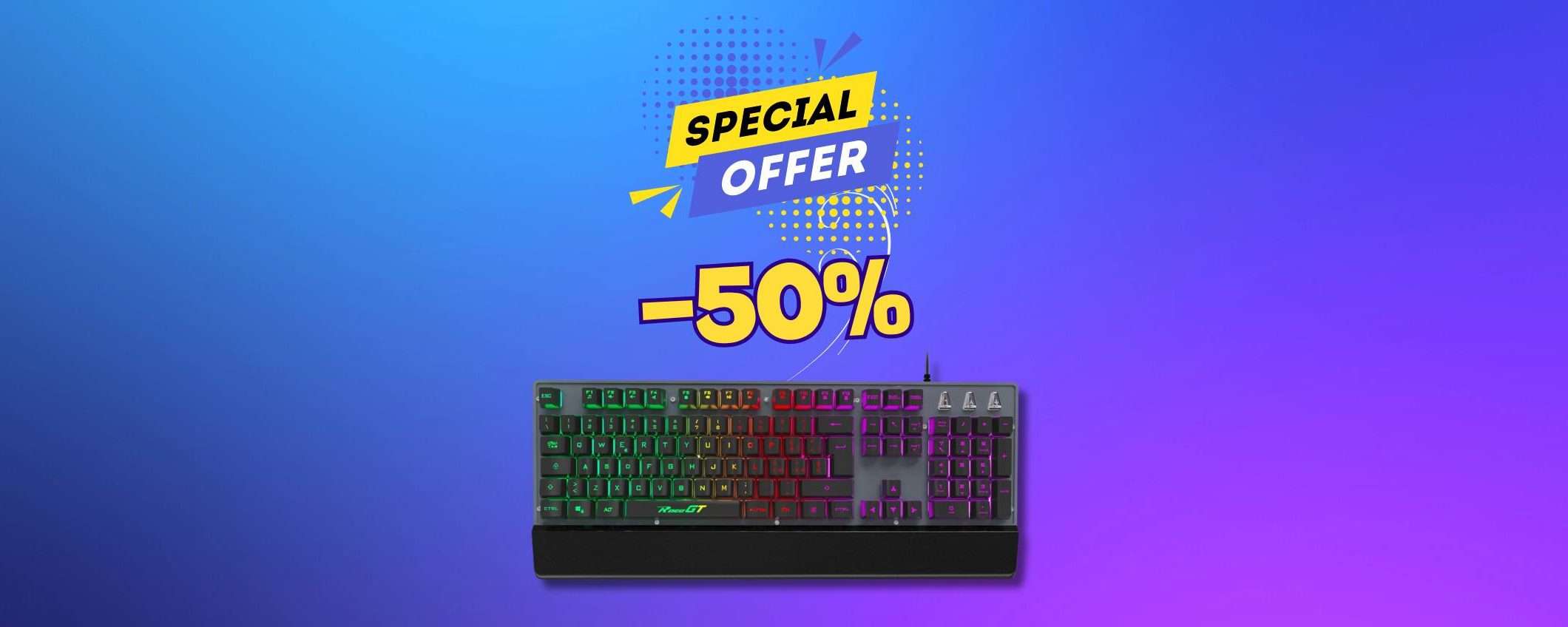 Tastiera gaming RaceGT: coupon SHOCK dal valore del 50%