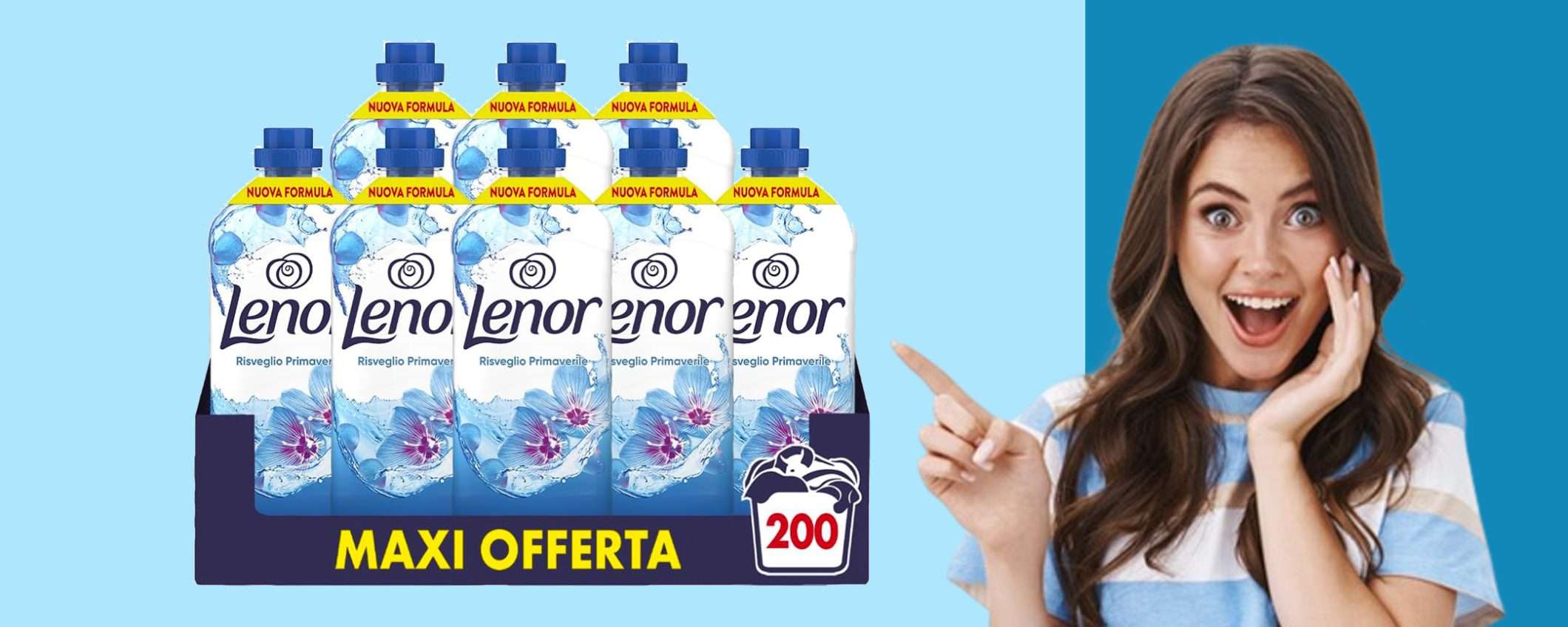 Ammorbidente lavatrice Lenor (200lavaggi): -51% con Prime Day