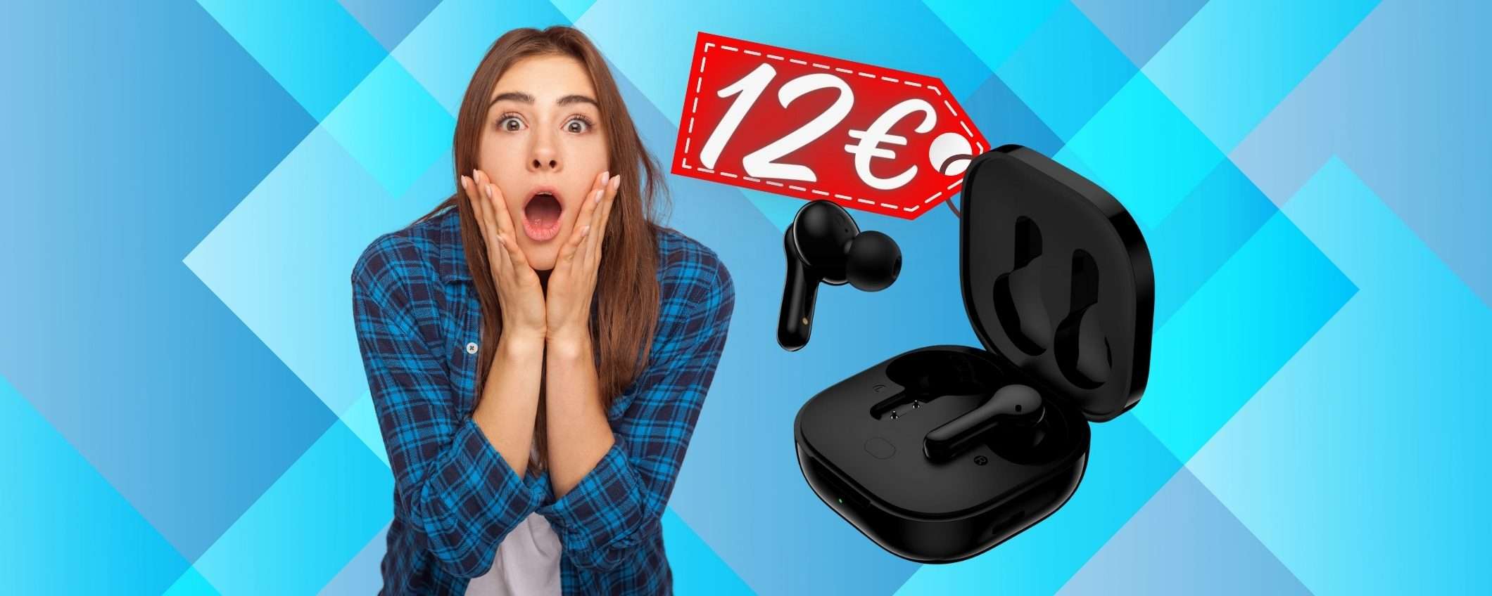 Auricolari wireless fino a 40h di audio: massimo comfort, piccola spesa (12€)