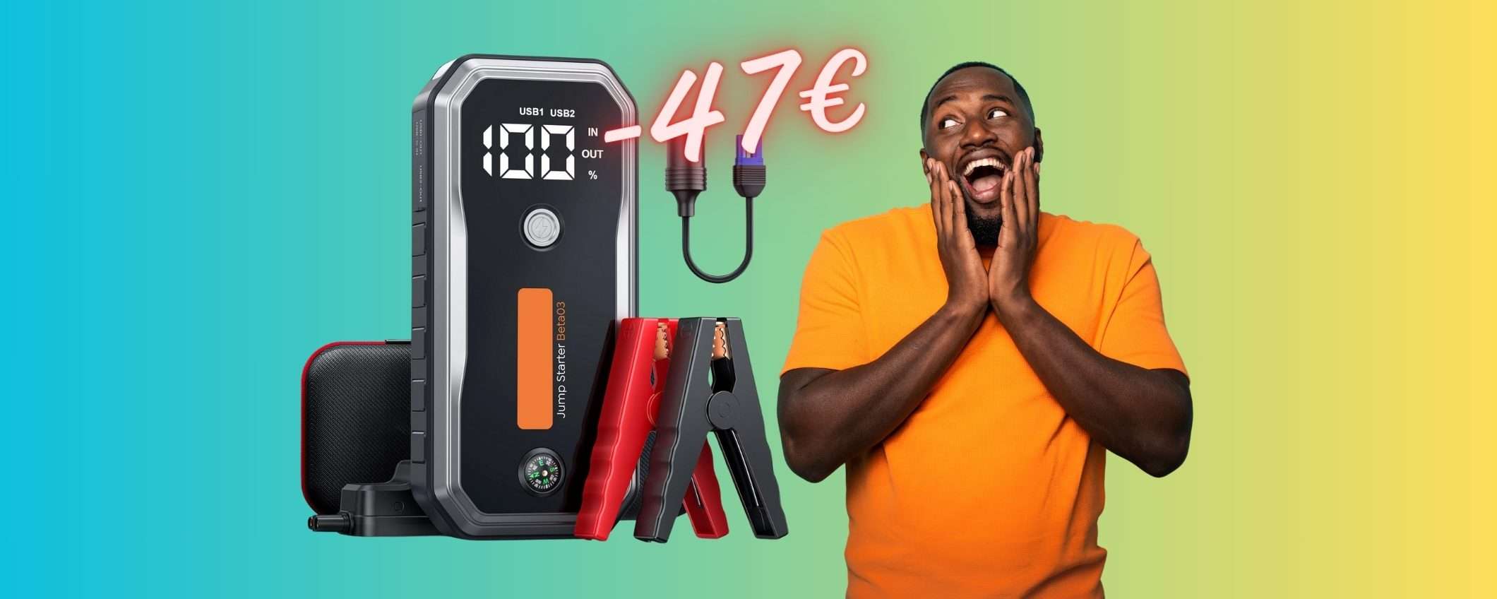 Batteria auto a terra? Riavviala in un secondo con questo Booster (-47€)