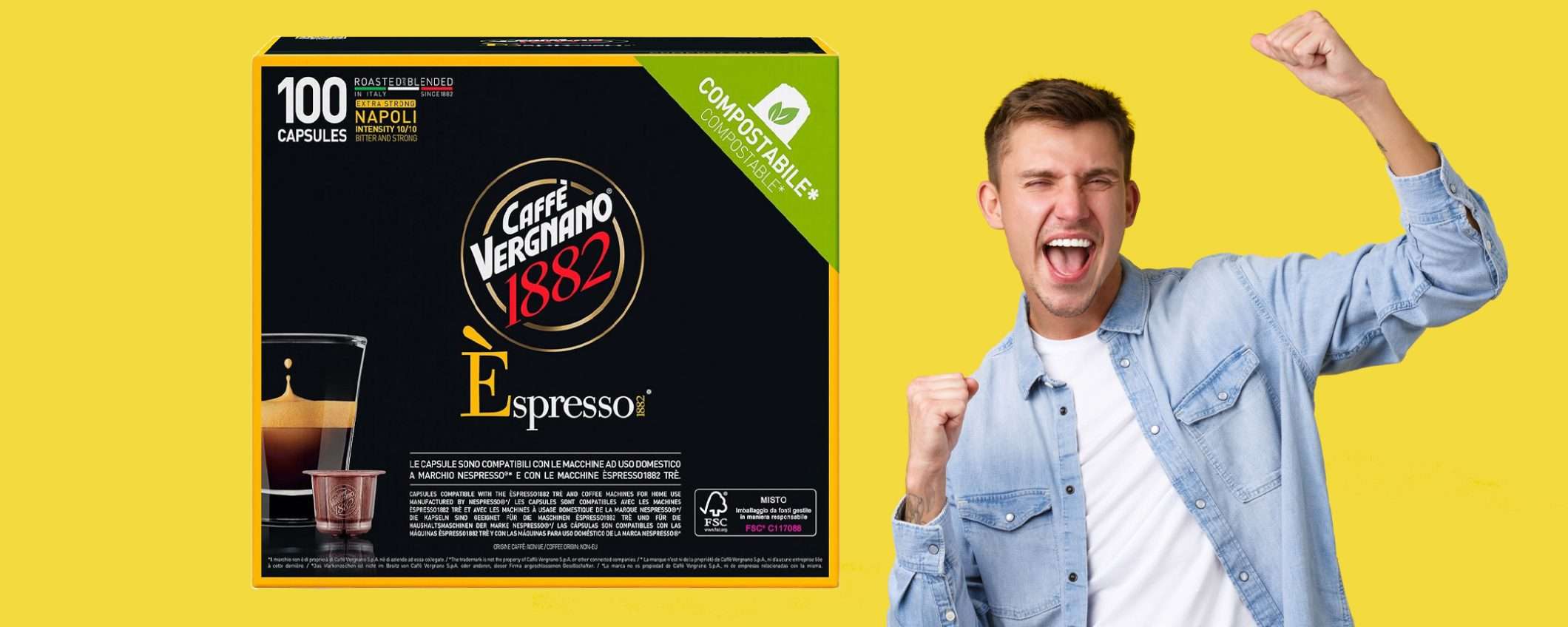 Caffè Vergnano Espresso 1882 (100caps): sconto SUPER del 38%