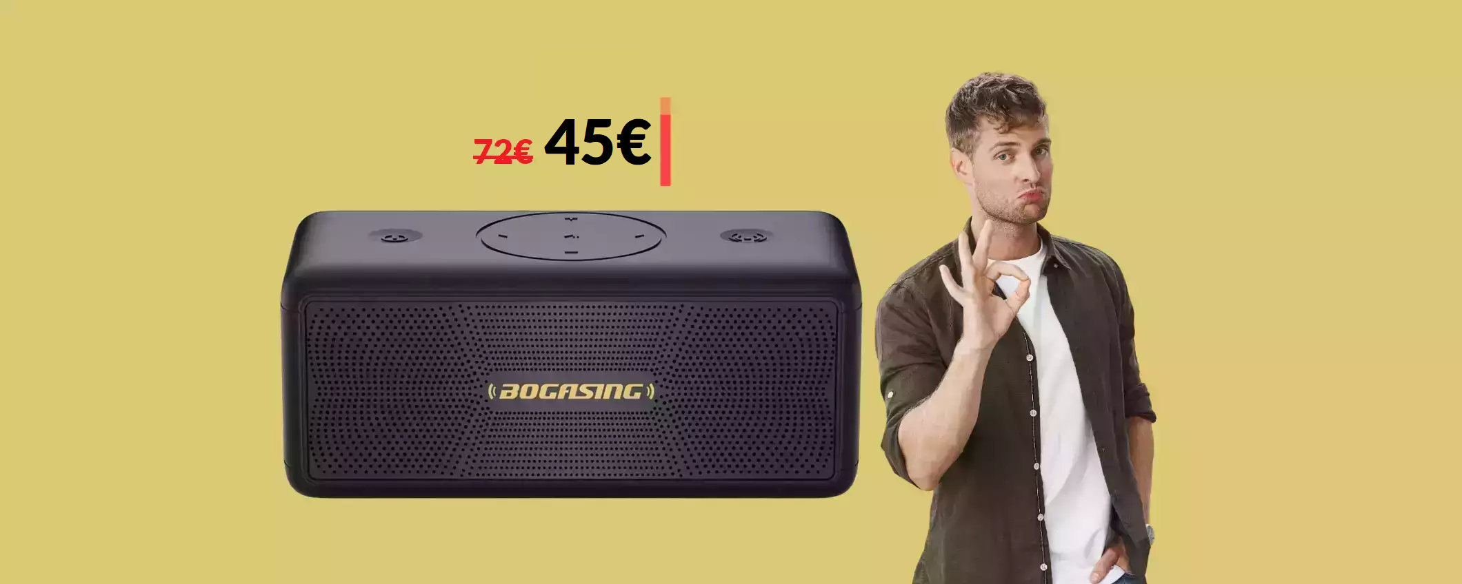 Cassa Bluetooth potentissima, dura 30h: solo 45€ con 2 COUPON