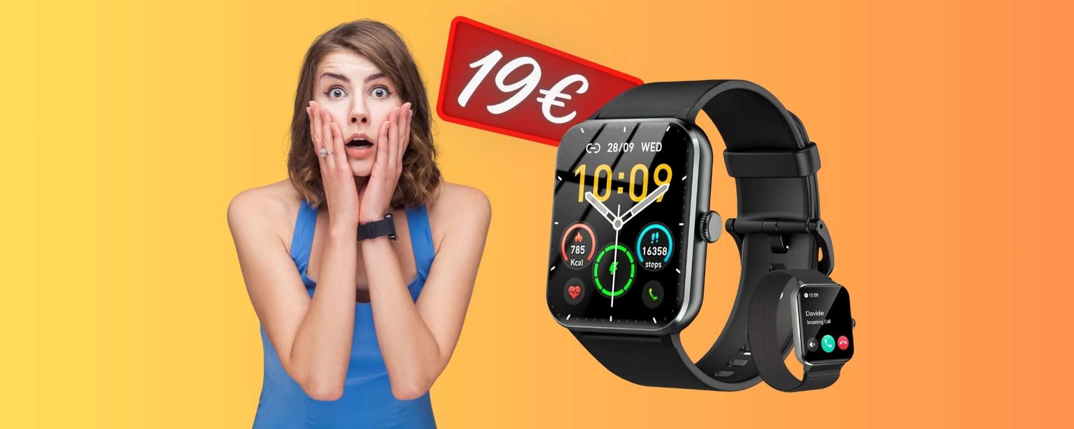 Chiamate dal polso e 100 modalità sportive in uno smartwatch a 19€