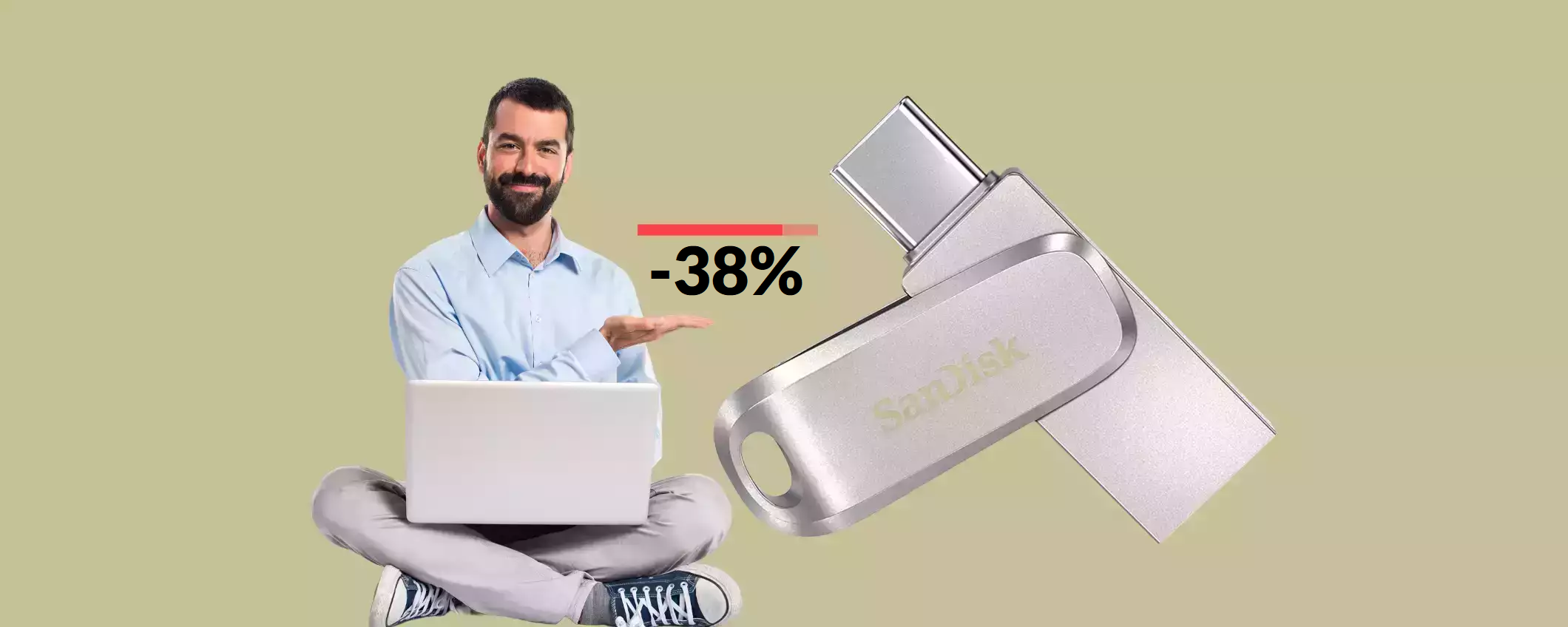 Chiavetta USB 2-in-1 64GB: già tua a 18€ e funziona con TUTTO