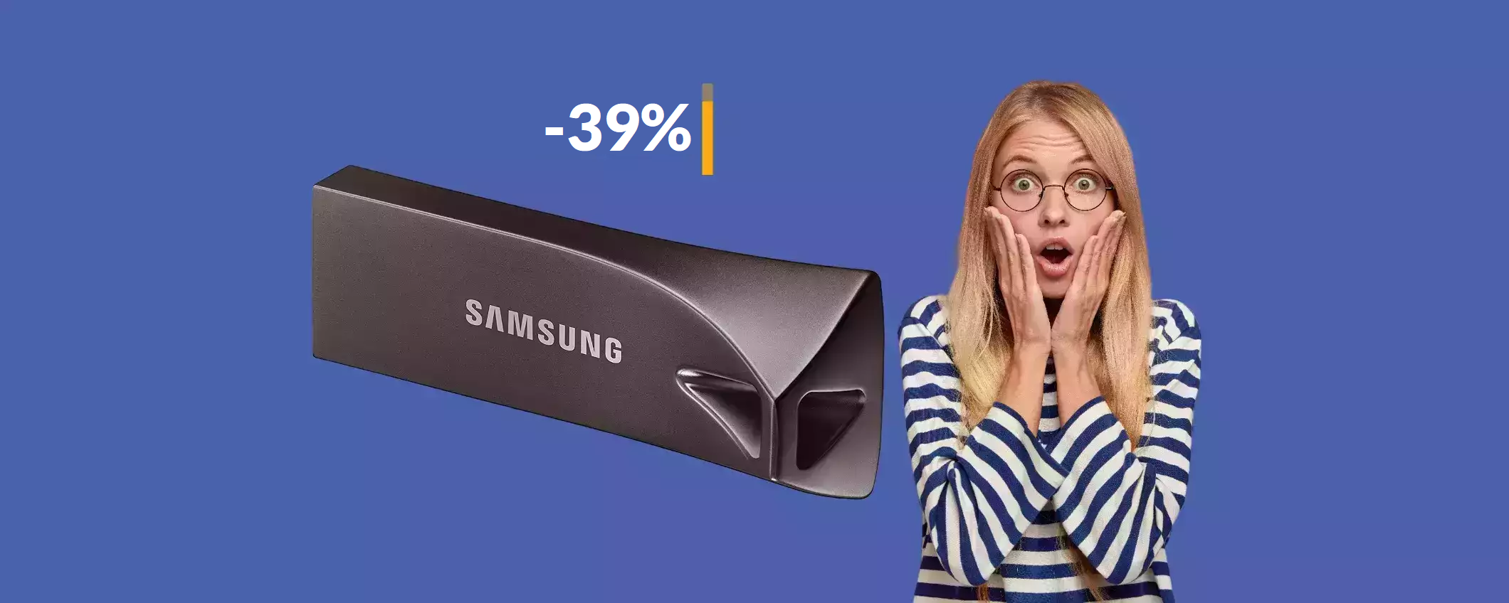 Chiavetta USB Samsung 256GB, velocissima e resistente: solo 39€