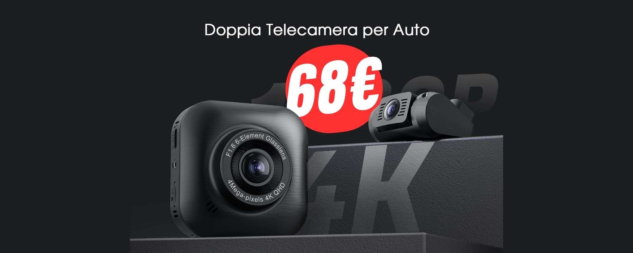 Viaggia in sicurezza con la DOPPIA DASH CAM a 68€!