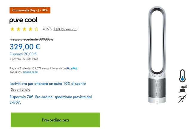 dyson pure cool 329 euro