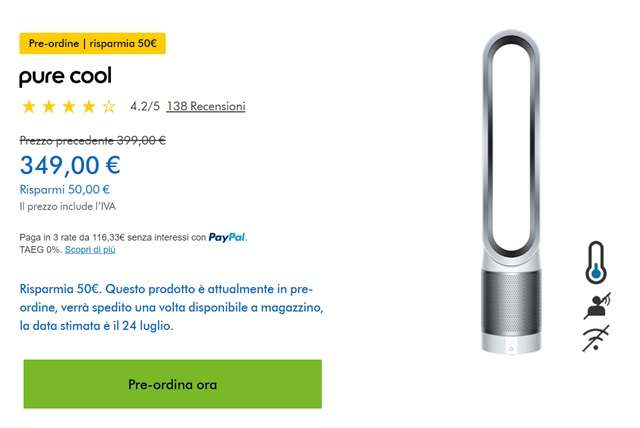 dyson pure cool 349 euro