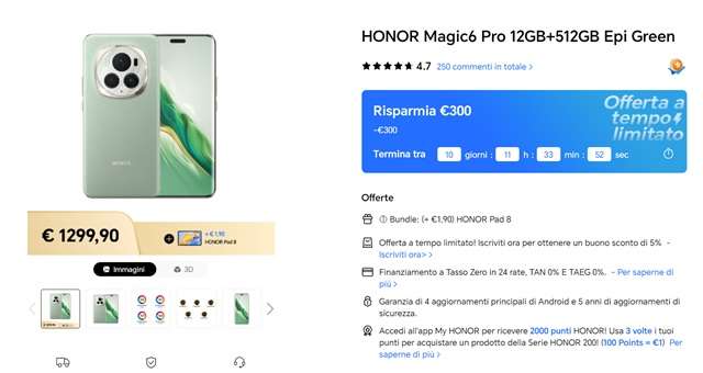 honor magic 6 pro 999 euro store ufficiale