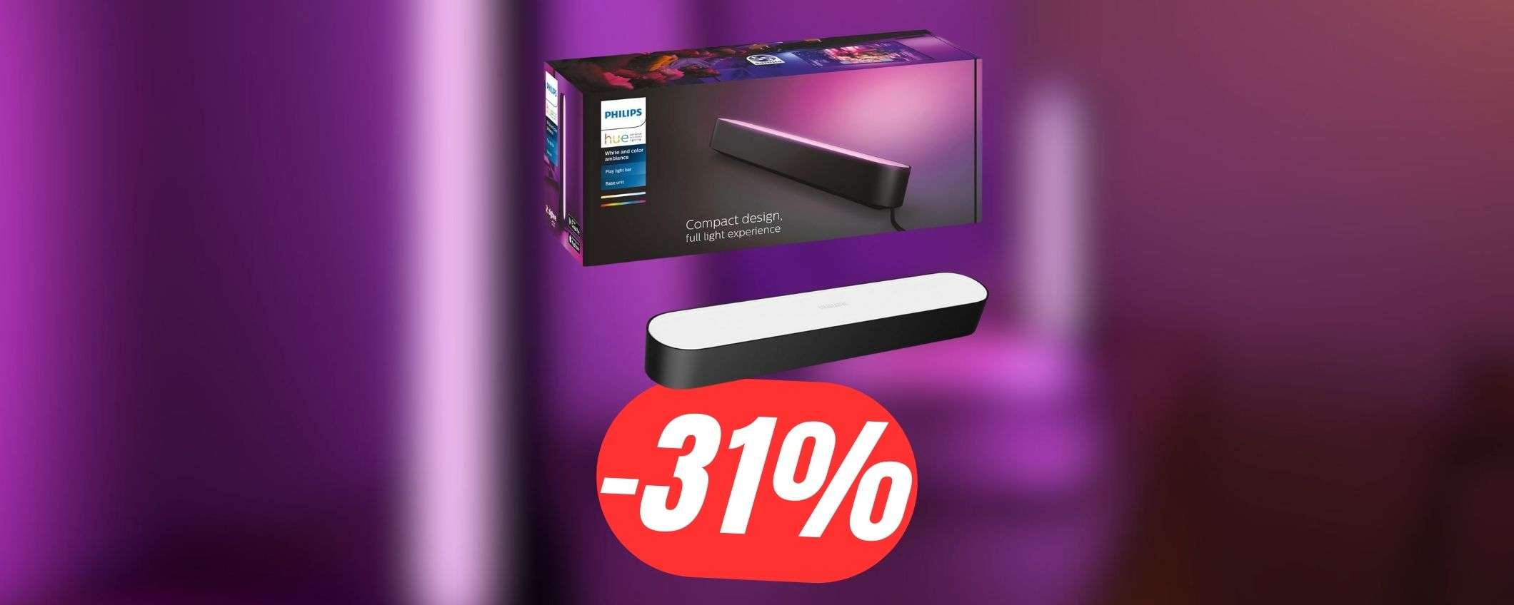 Illumina il tuo salotto con la lampada Philips Hue RGB (scontata del -31%!)