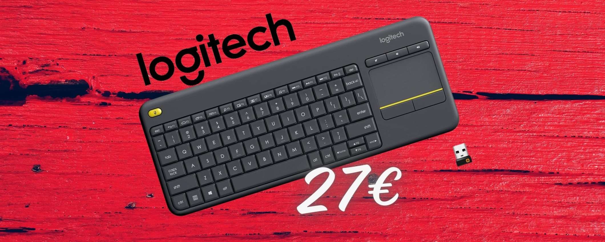 Logitech K400 Plus: tastiera wireless compatta con touchpad a SOLI 27€