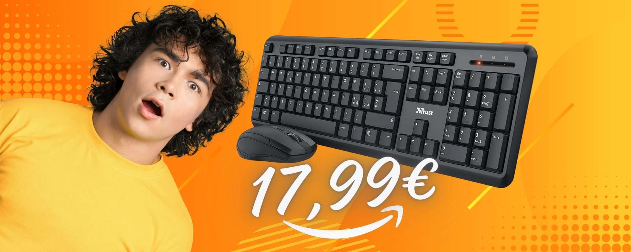 MENO di 18€ per tastiera e mouse wireless: Amazon ESAGERA