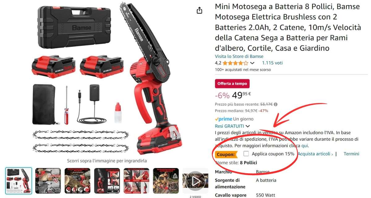 mini-motosega-batteria-offerta-tempo-amazon-42e-coupon