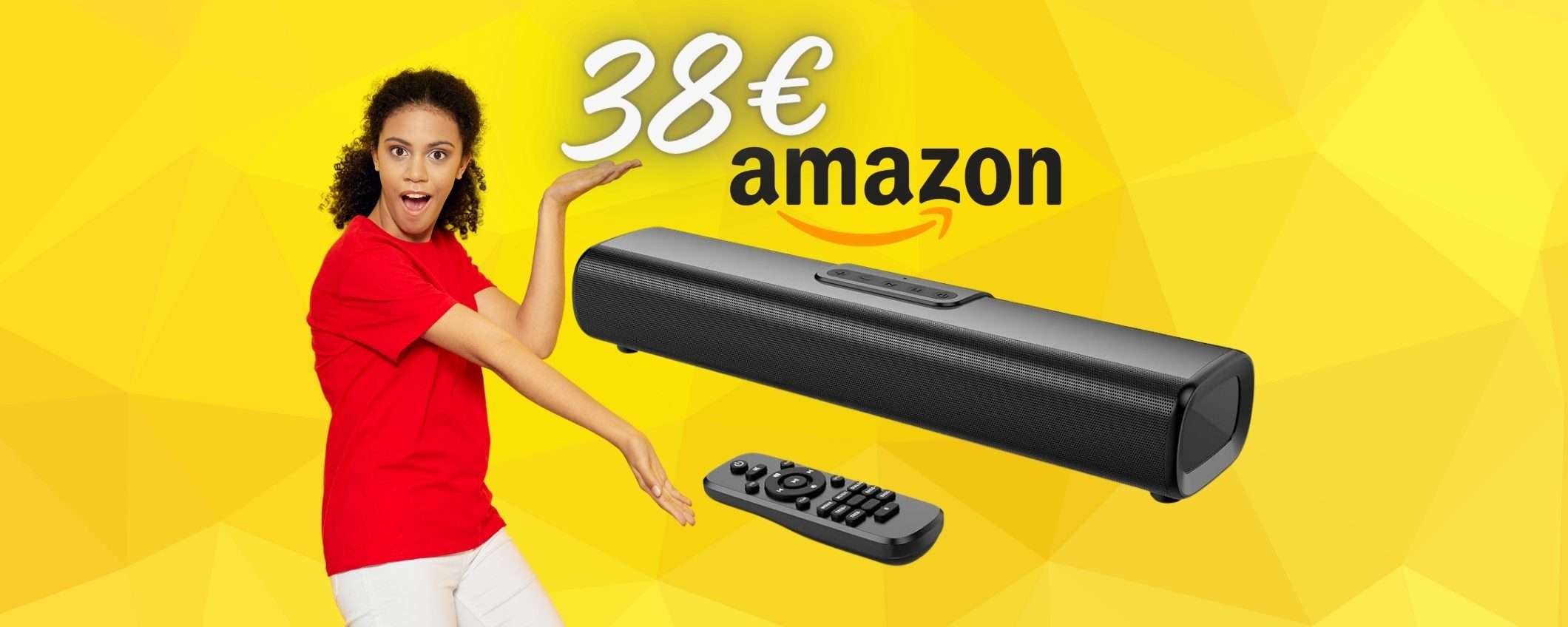 Mini Soundbar Bluetooth a PREZZO FUORI di TESTA su Amazon (38€)