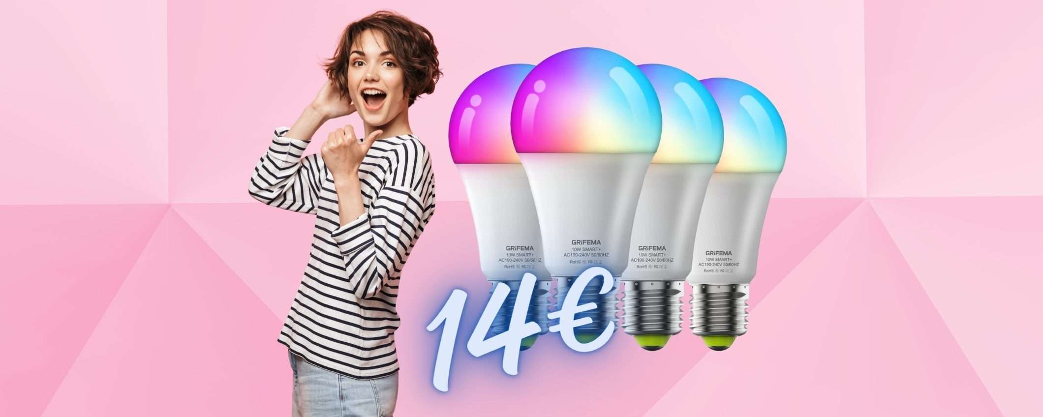 OCCASIONE PAZZESCA su Amazon per 4 lampadine smart colorate (14€)