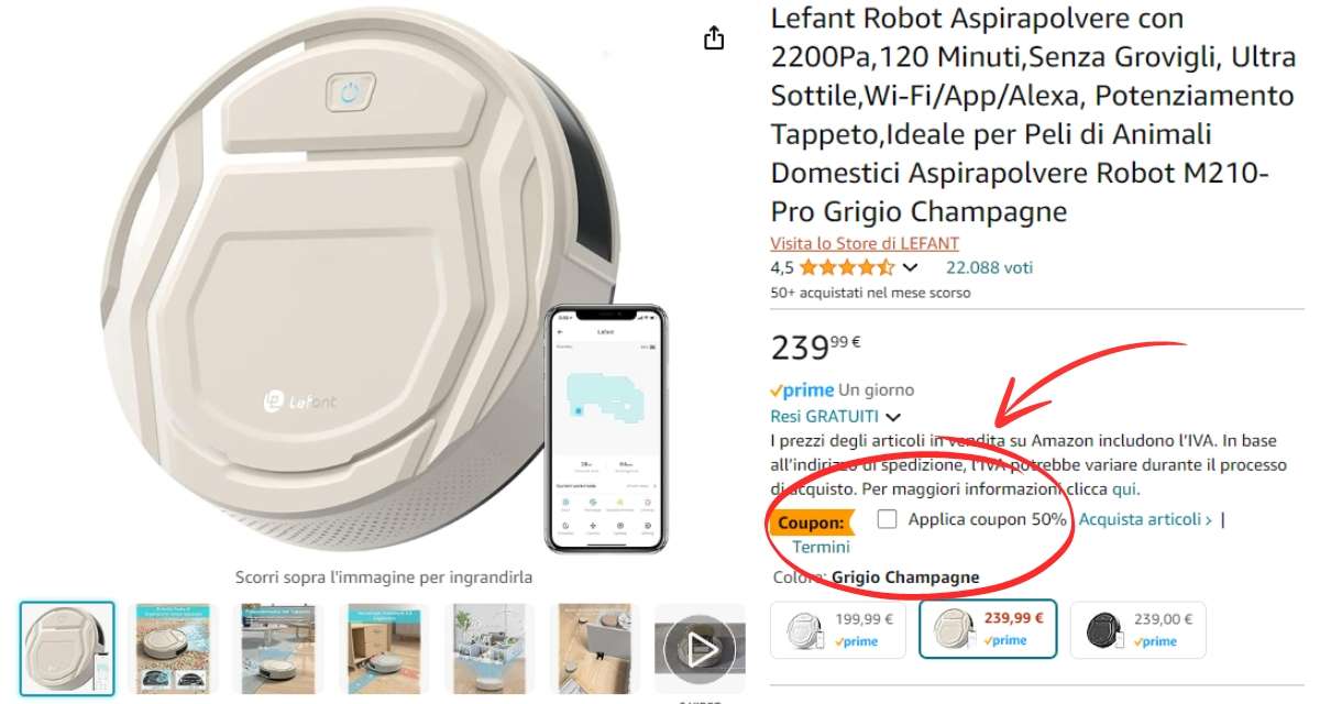 offerta-pazzesca-amazon-per-robot-aspirapolvere-lefant-m210p-50-coupon