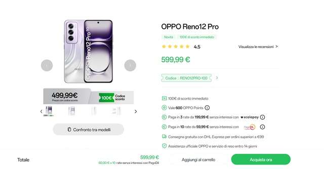 oppo reno 12 pro viola 499 euro