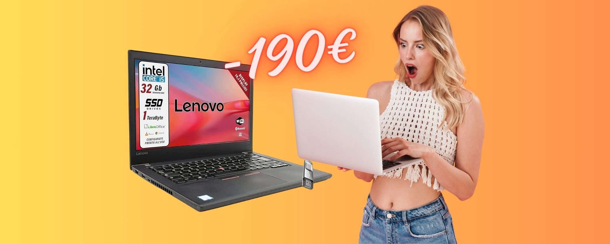 Portatile Lenovo con i5, ricondizionato eccellente con garanzia Amazon (-190€)