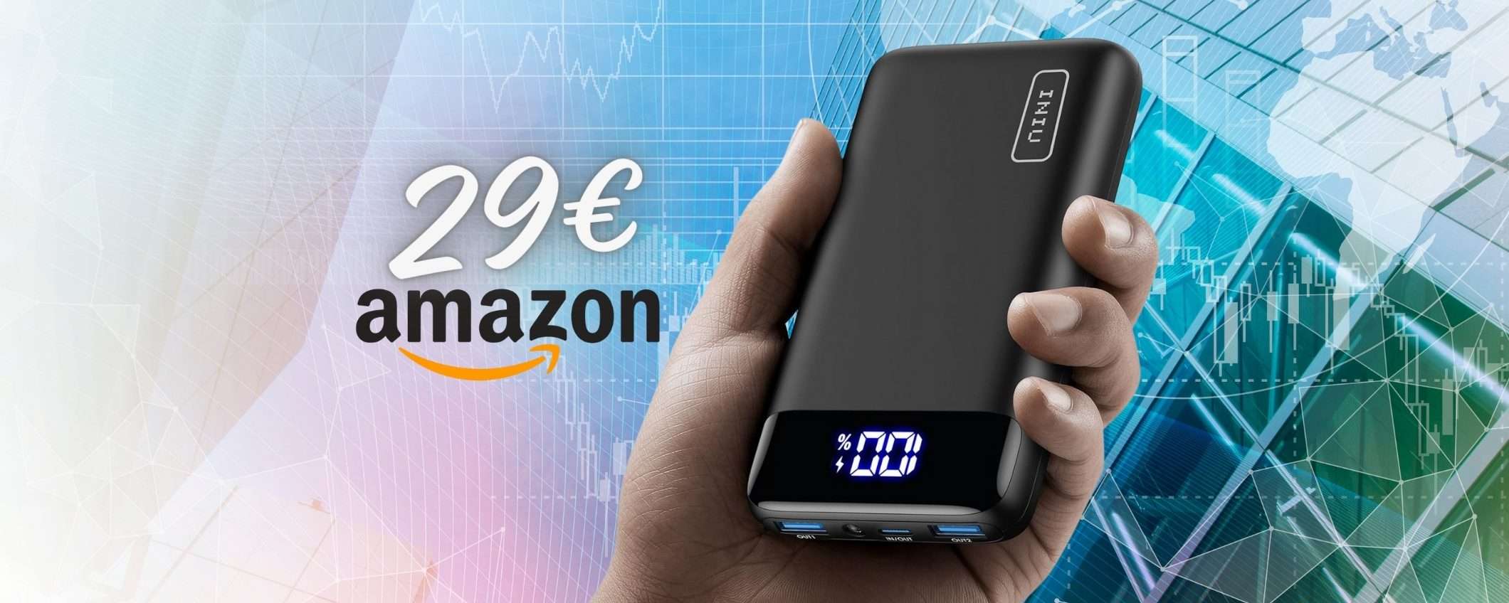 Power Bank POTENTISSIMO e veloce con capacità da 20000mAh tuo a 29€