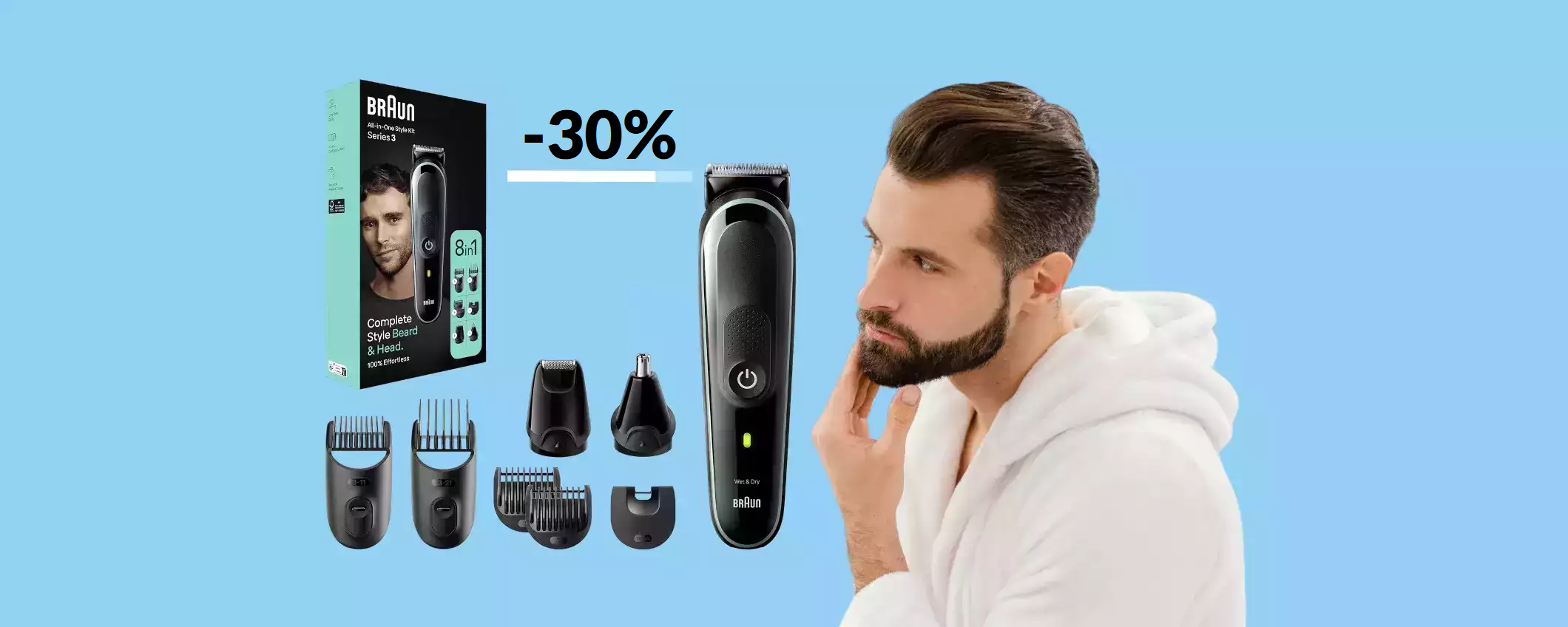 Rasoio elettrico Braun a soli 34€: barba e capelli sempre a posto