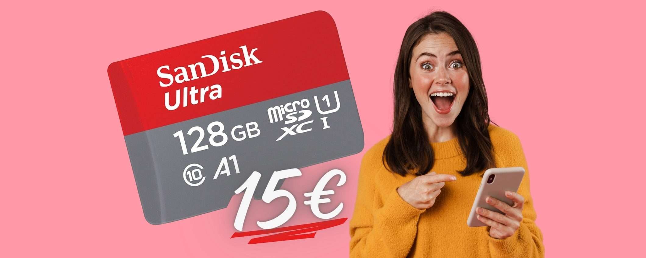 Scheda microSD SanDisk Ultra da 128GB a COSTO RIDICOLO (15€)