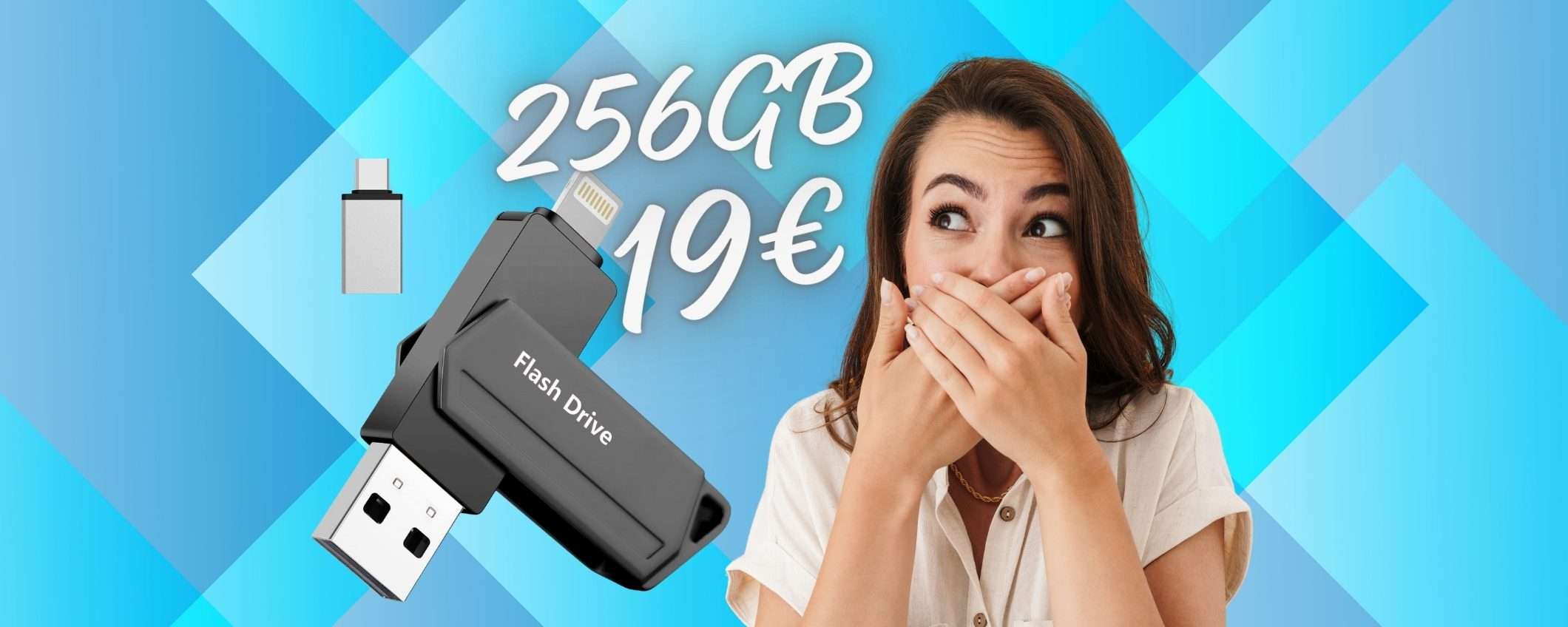 SCONTO FUORI di TESTA per questa chiavetta USB 3 in 1 da 256GB (19€)