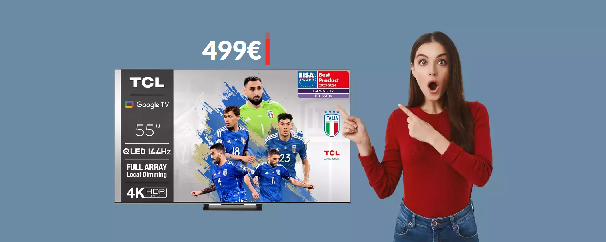 Smart TV 4K 55'' TCL con controllo vocale: MINIMO storico a 499€