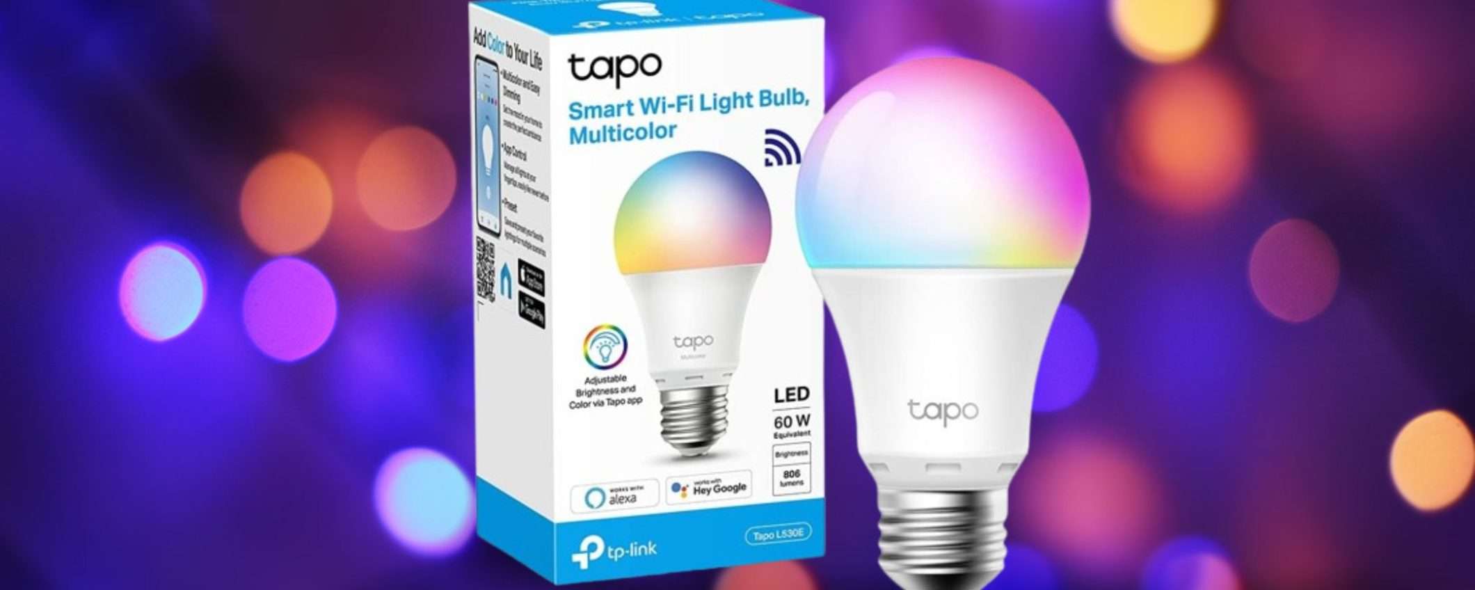 Lampadina smart TP-Link multicolore all'incredibile prezzo di 9€ su Amazon