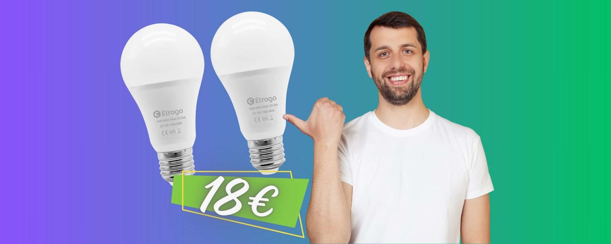 2 lampadine con sensore di movimento e crepuscolare a soli 18€ su Amazon