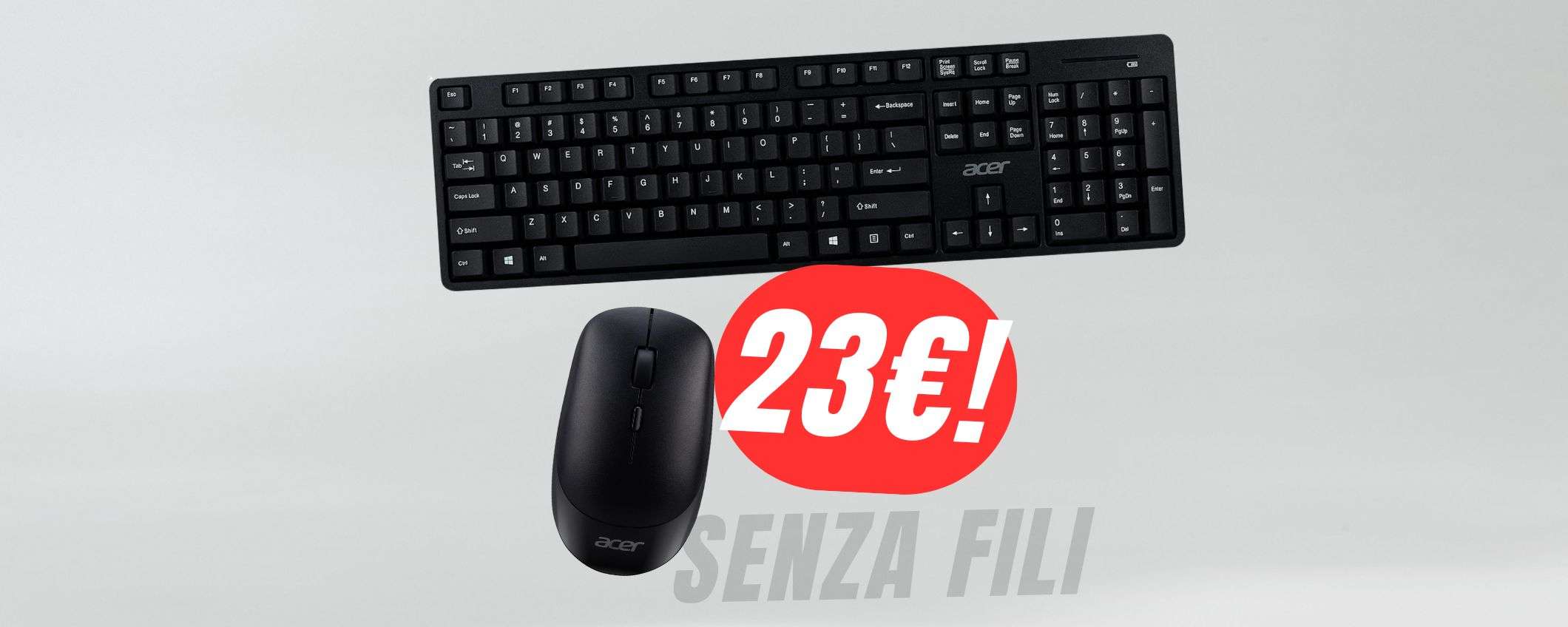 Addio ai cavi con MOUSE+TASTIERA wireless Acer a soli 23€!