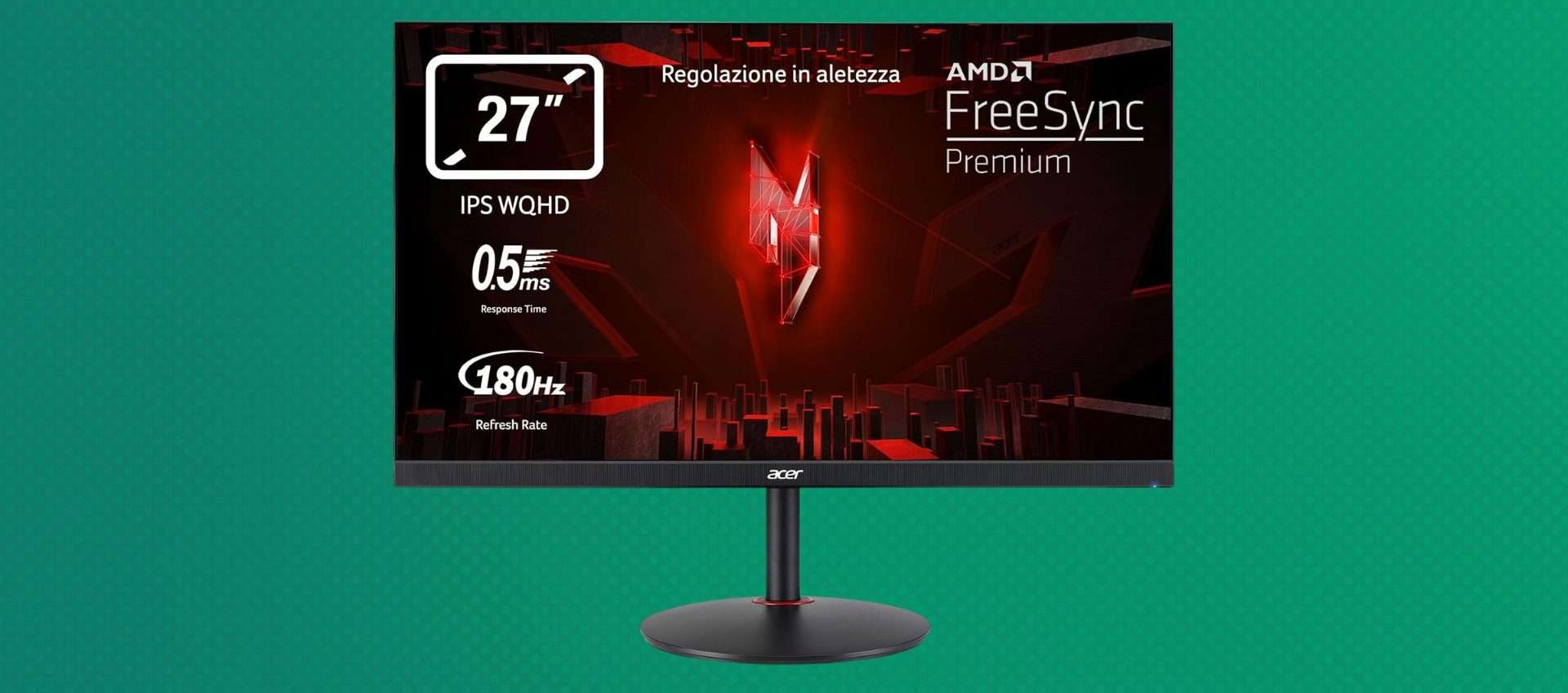 Monitor gaming Acer Nitro da 27%, prezzo in picchiata: da 249 a 199 euro