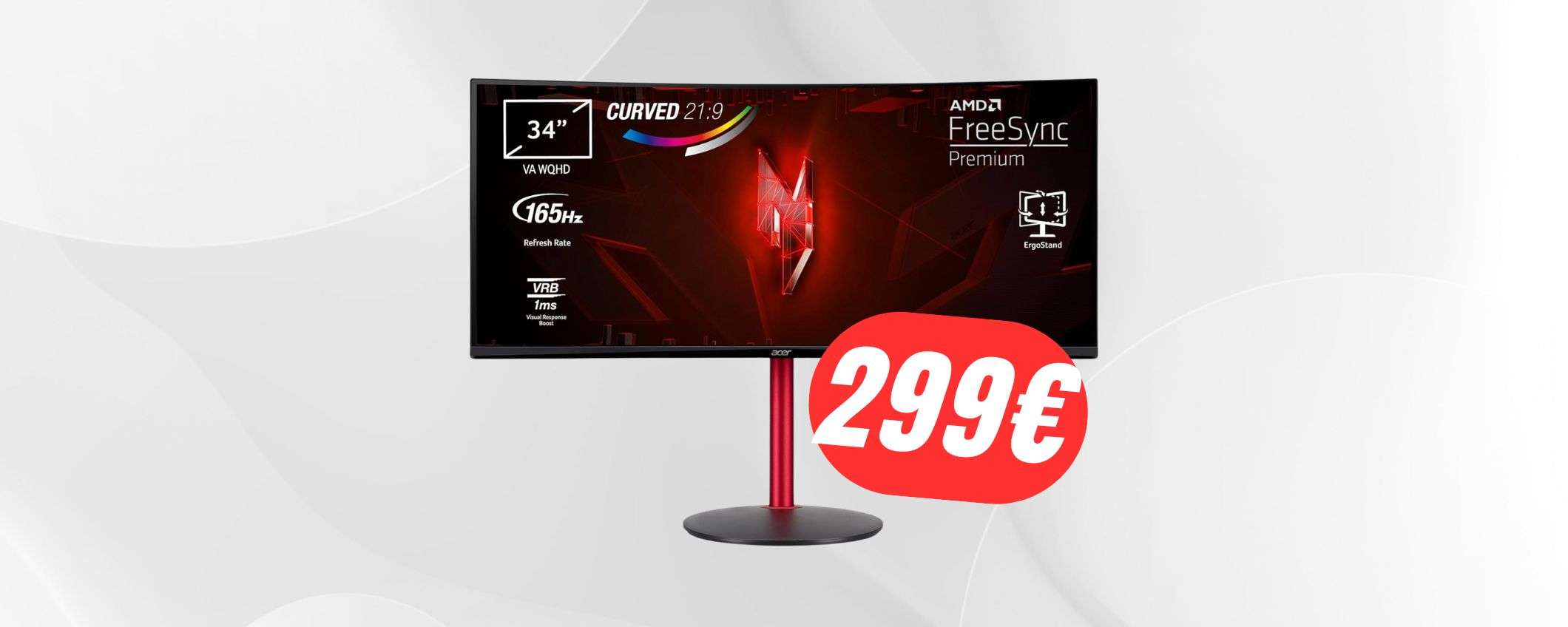 WQHD, 34 pollici e 165Hz: il monitor Acer UltraWide crolla a 299€!