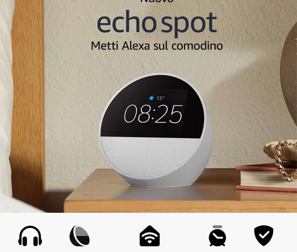 Nuovo Echo Spot 2024: sveglia intelligente, ora con il 26% di sconto