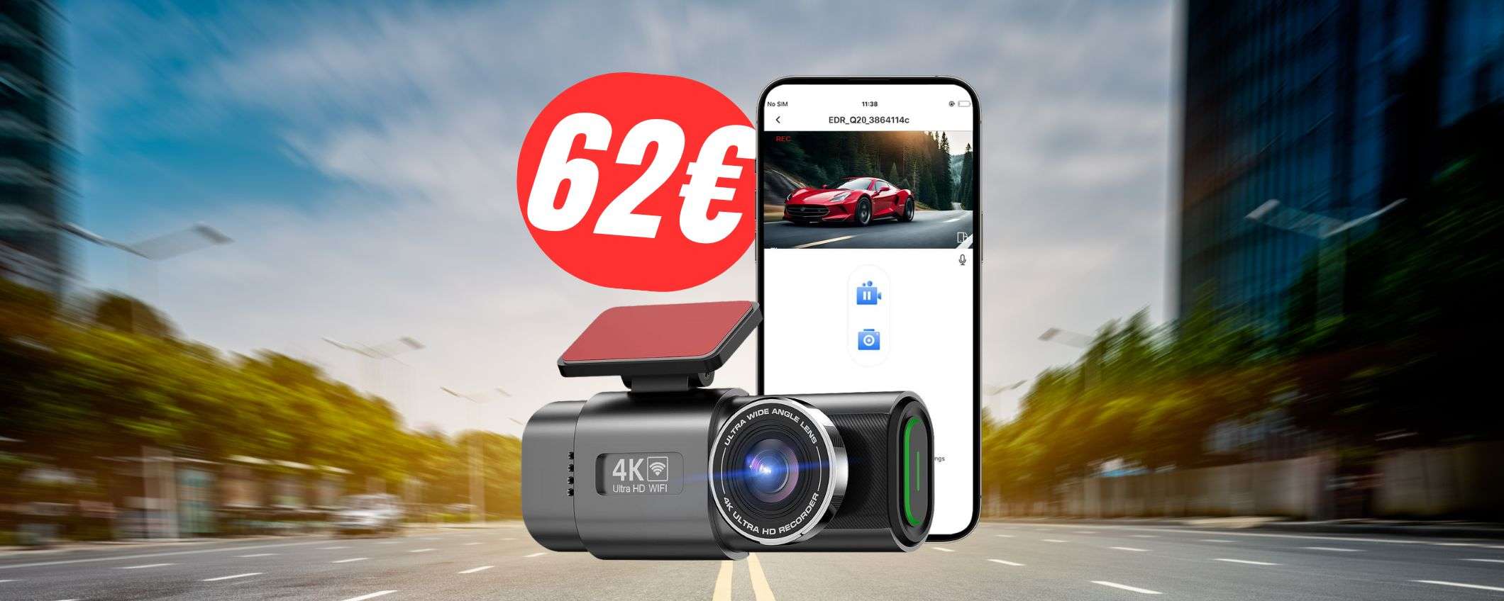 Doppia DASH CAM (anteriore e posteriore) a 62€: proteggi la tua auto!