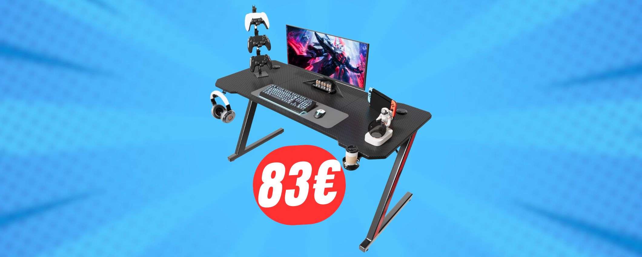 Questa SCRIVANIA da GAMING costa solo 83€ grazie all'offerta lampo: fai presto!