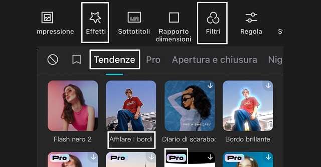 Come trovare e usare i migliori  effetti e filtri su CapCut
