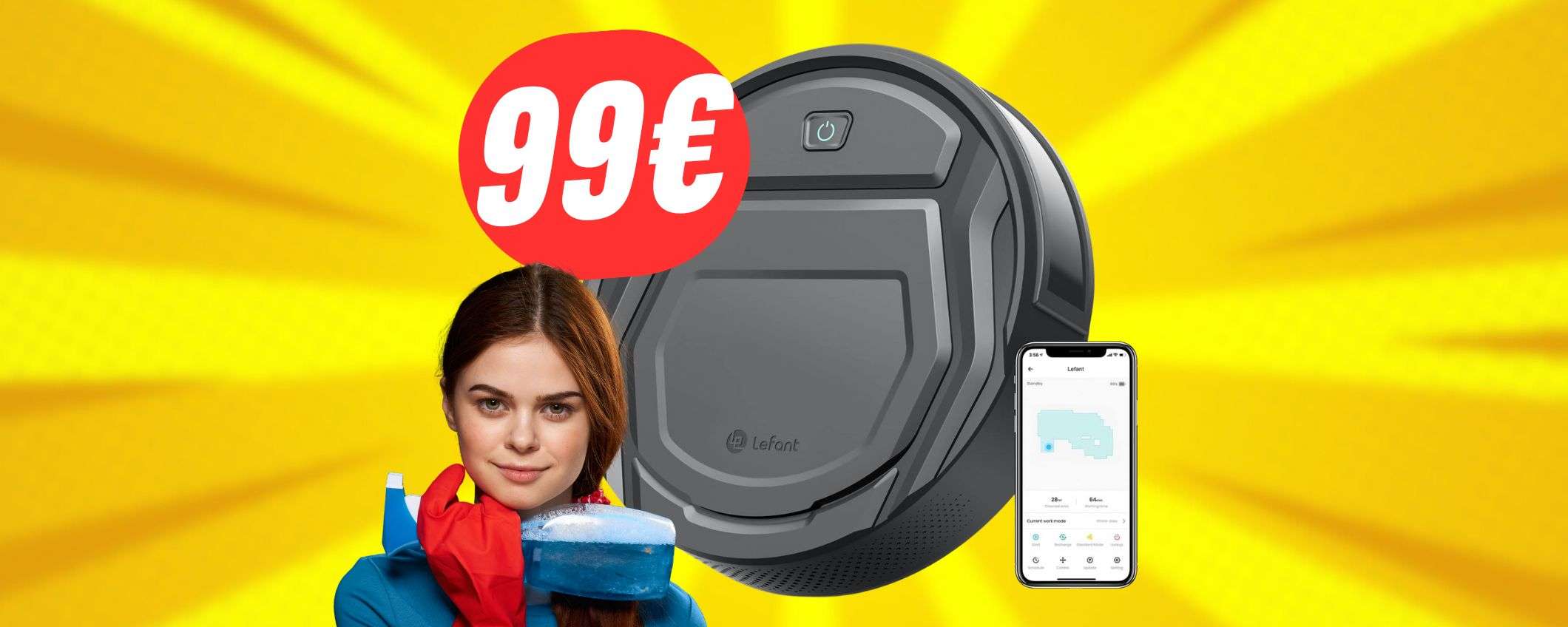 Il ROBOT che passa l'aspirapolvere da solo costa appena 99€: SCONTO del 58%!