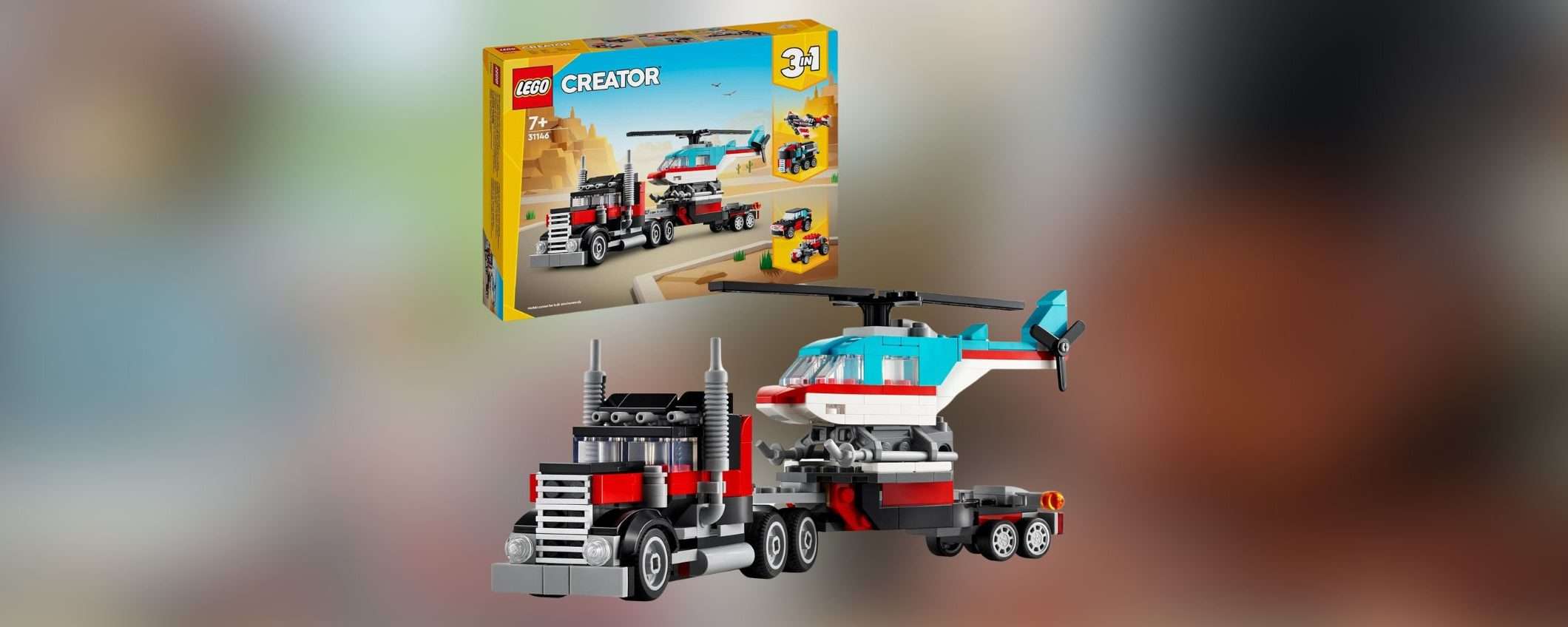 LEGO Creator 3-in-1 Autocarro con Elicottero in offerta a PREZZO STRACCIATO