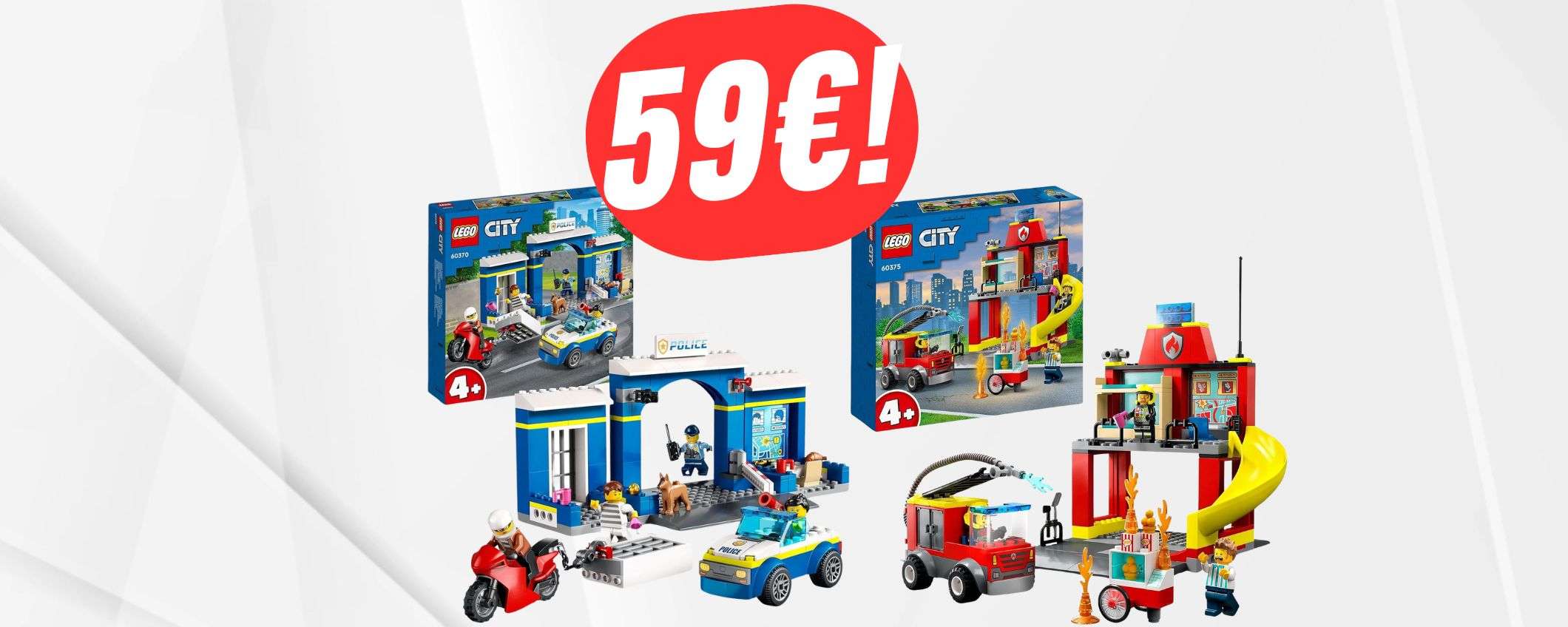 Solo 59€ per due set LEGO: pompieri e polizia ti aspettano!