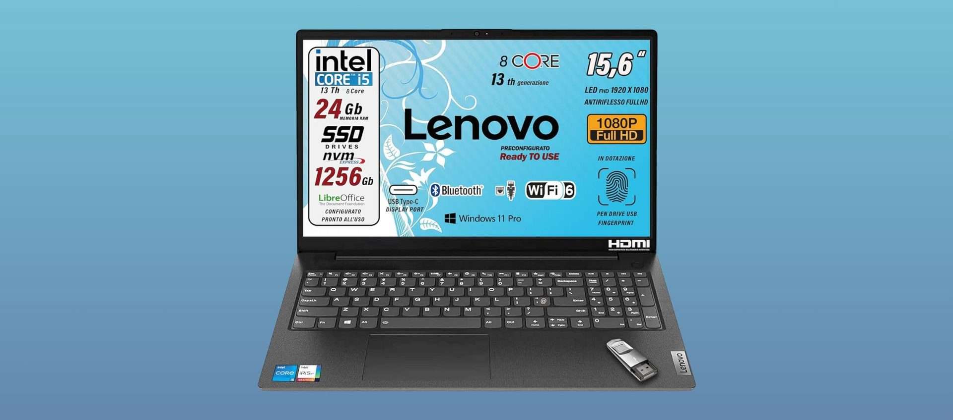 Lenovo notebook con Intel i5 e 24 GB di RAM: solo 582€ su Amazon, anche a rate