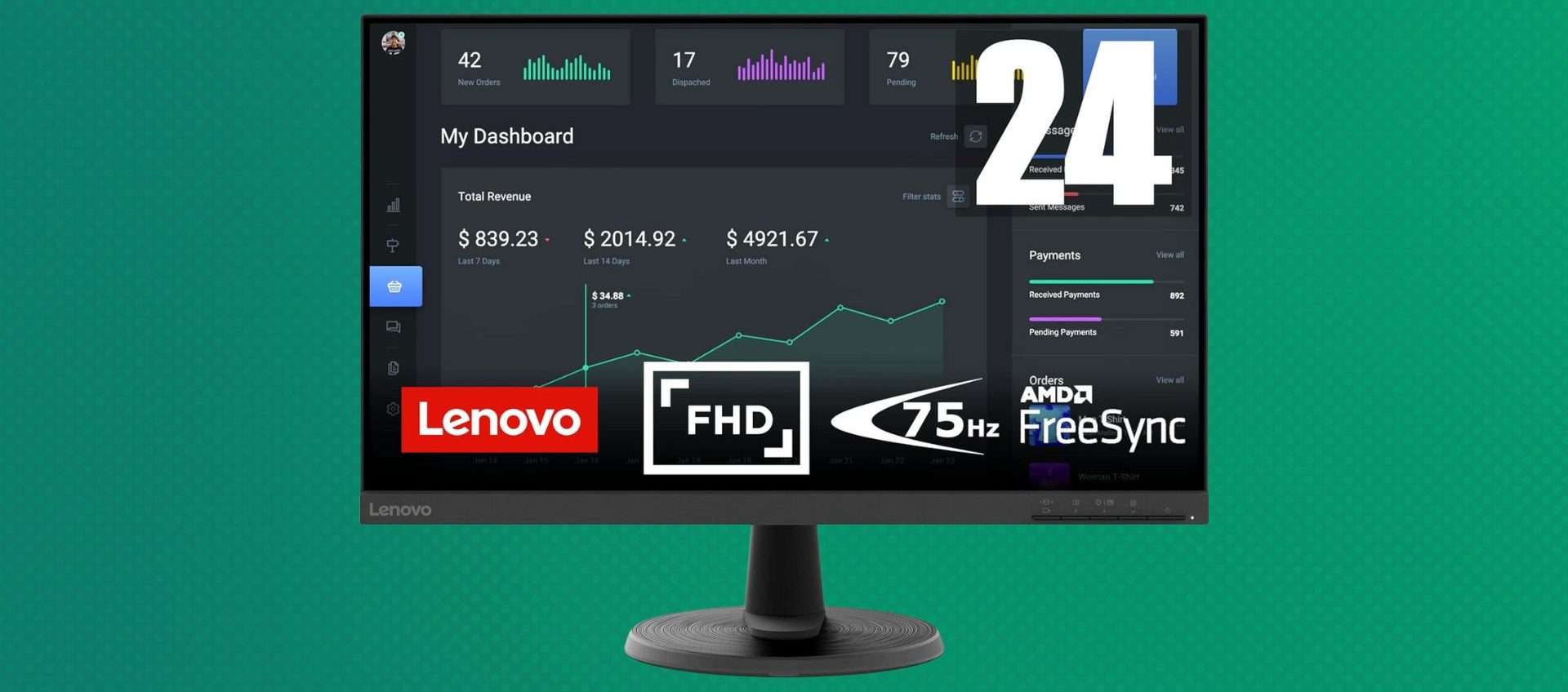 Monitor Lenovo, offerta wow: meno di 100€ per 24