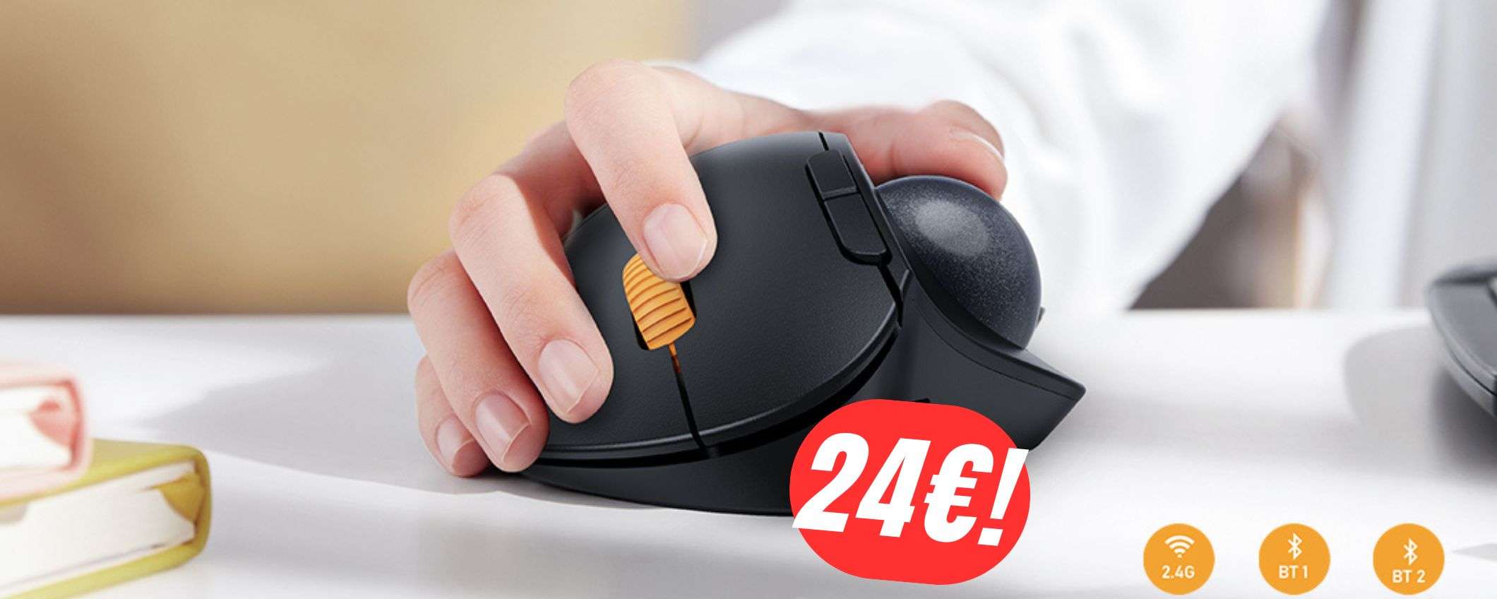 Questo MOUSE WIRELESS con TRACKBALL ti faciliterà la vita!