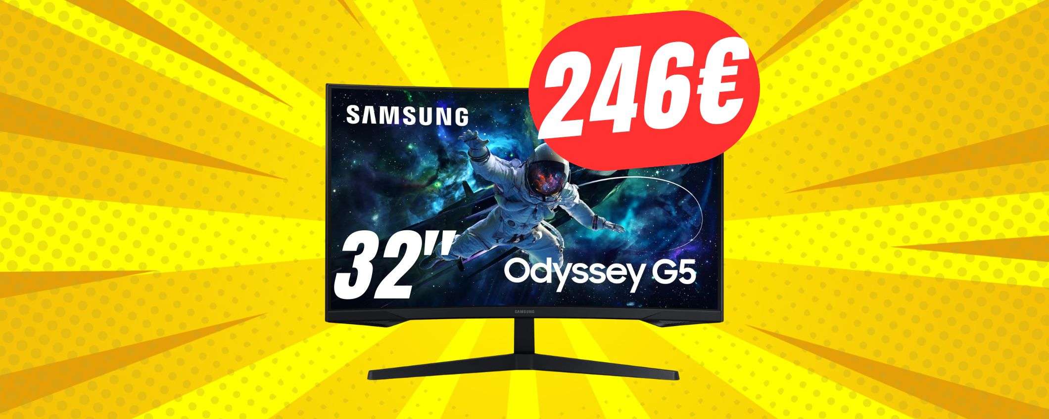 L'iconico monitor Samsung Odyssey G5 (QHD) crolla a soli 246€!