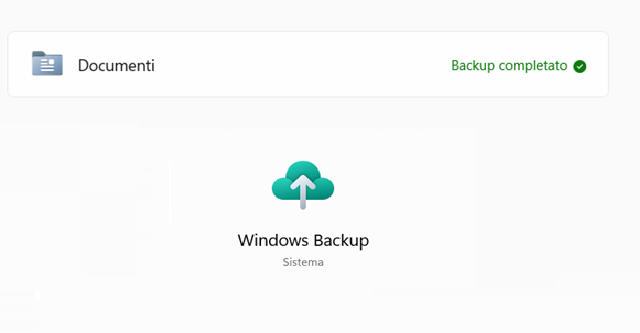 App Windows Backup: le fasi del backup